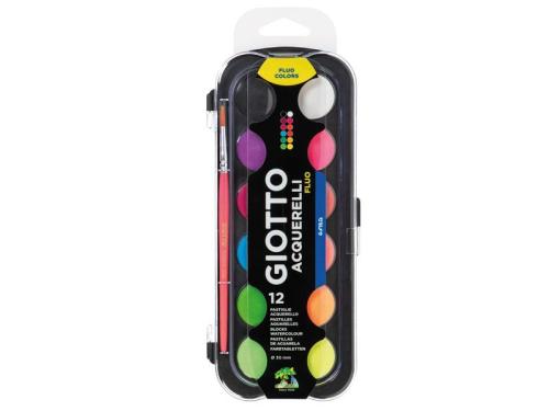 Estuche 12 Acuarelas Fluo 30 Mm + Pincel Giotto F351400