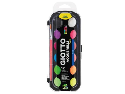 Estuche 12 Acuarelas Fluo 30 Mm + Pincel Giotto .