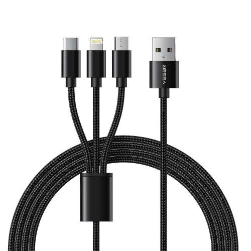 <p><strong>usb Charging Cable With Three Ends &Ndash; Veger V303 For Usb-C, Lightning, Micro Usb. Su