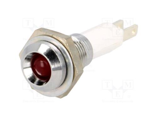 Luz indicadora: LED, côncavo, vermelho, 9mm, para.