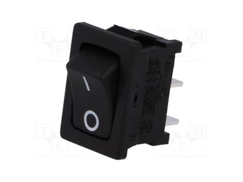 ROCKER, SPST, Pos: 2, ON-OFF, 10A/250VAC, preto, .