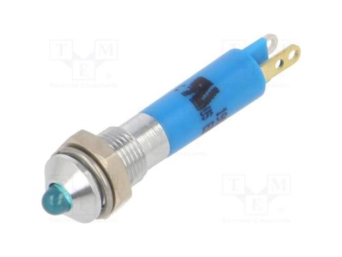 Luz indicadora: LED, convexa, azul, 24VDC, 6mm, m.