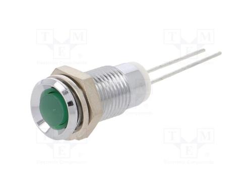 Luz indicadora: LED, convexa, verde, 8mm, para im.