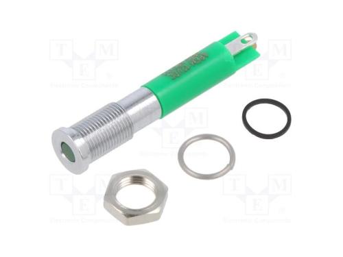 Luz indicadora: LED, plana, verde, 6mm, IP67, lat.