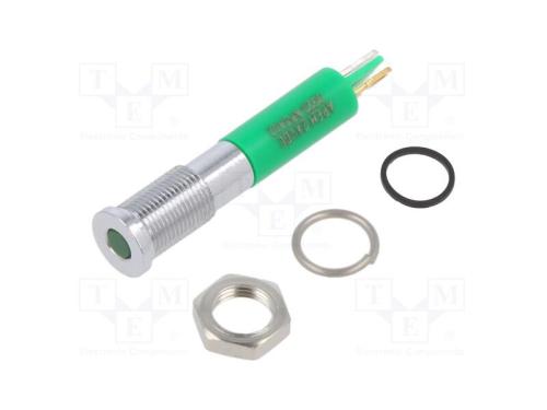 Luz indicadora: LED, plana, verde, 6mm, IP67, lat.