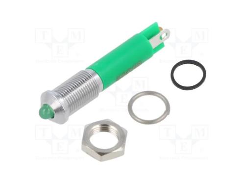 Luz indicadora: LED, convexa, verde, 6mm, IP67, l.