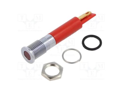 Luz indicadora: LED, plana, vermelho, 8mm, IP67, .