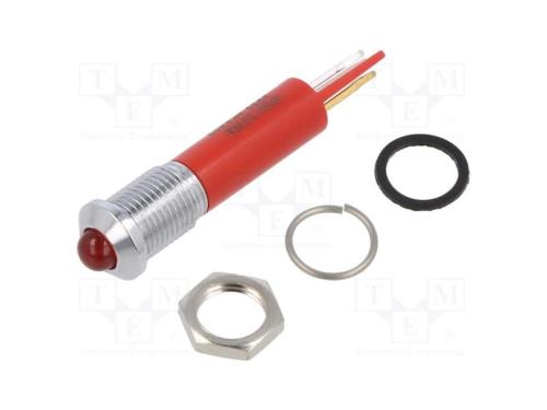 Luz indicadora: LED, convexa, vermelho, 8mm, IP67.