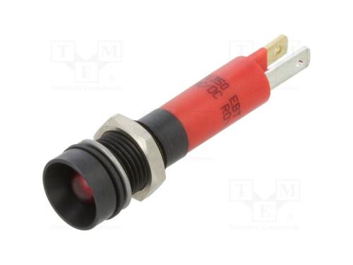 Luz indicadora: LED, côncavo, vermelho, 24VDC, 24.