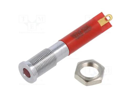 Luz indicadora: LED, plana, vermelho, 6mm, IP67, .