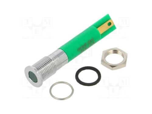 Luz indicadora: LED, plana, verde, 8mm, IP67, lat.