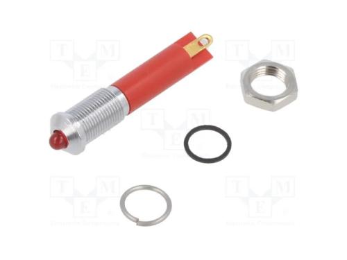 Luz indicadora: LED, convexa, vermelho, 6mm, IP67.