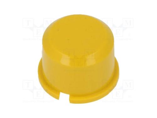 Tecla, redonda, amarelo, 9,6mm, plástico, MEC1625.