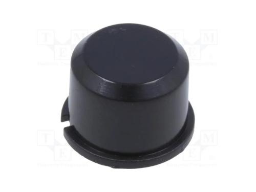 Tecla, redonda, preto, 9,6mm, plástico, MEC162500.