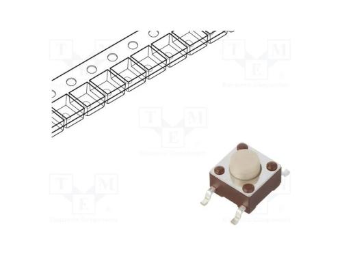 Microinterruptor TACT, SPST-NO, Pos: 2, 0,05A/12V.