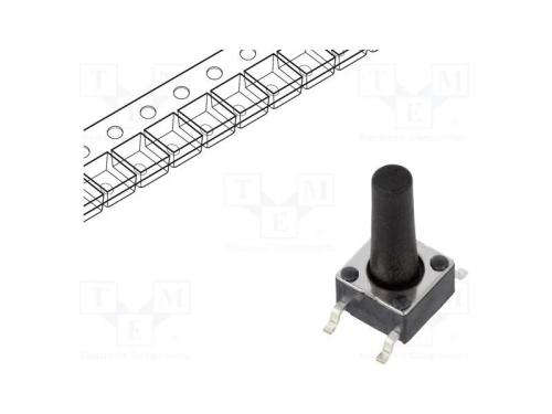 Microinterruptor TACT, SPST-NO, Pos: 2, 0,05A/12V.