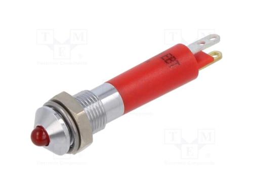 Luz indicadora: LED, convexa, vermelho, 24VDC, 6m.