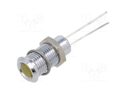 Luz indicadora: LED, plana, amarela, 2,1VDC, 8mm,.