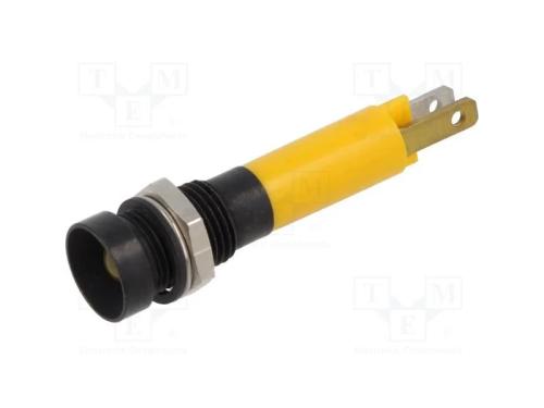 Luz indicadora: LED, côncavo, amarela, 24VDC, 8mm.