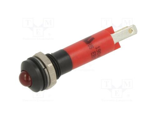 Luz indicadora: LED, convexa, vermelho, 24VDC, 8m.