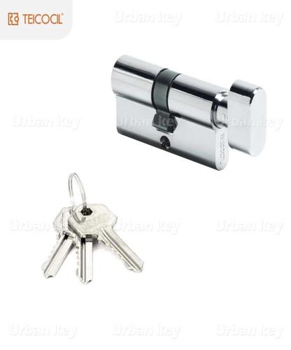 Cilindro Normal 30X30 Latao Cromado Mate Com Botao
