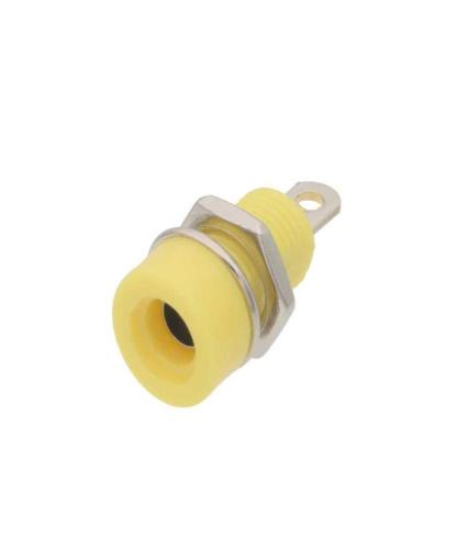 Base de Banana Hembra para Montaje En Chasis, Cuerpo de Plástico Amarillo
