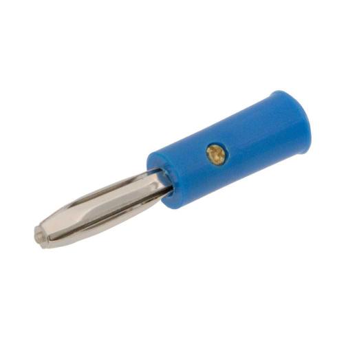Banana Macho de 4 Mm Con 4 Contactos (Tipo 4-Leaf), Cuerpo de Plástico Azul Y Tornillo para Roscar.