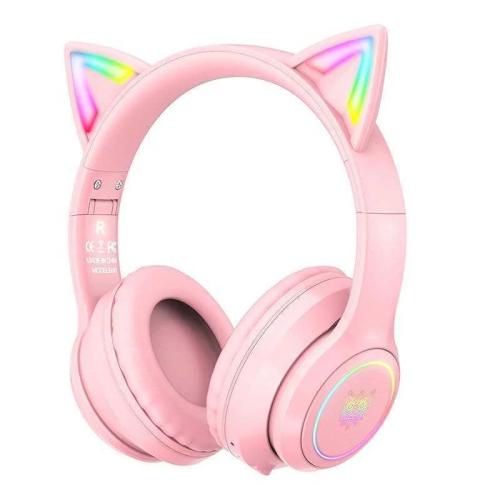Auscultadores Headset Bluetooth B90 RGB Rosa - ON.