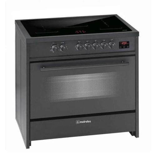 Fogão Meireles Monza e 913 Bl Indução e 913 Bl 90x60cm 5 Zonas + Forno Elétrico 121l Preto