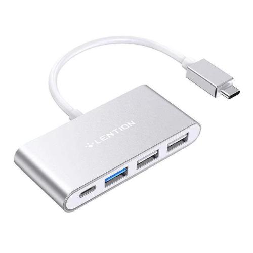 Lention 4in1 Hub Usb-C To Usb 3.0 + 2x Usb 2.0 + Usb-C (Silver)