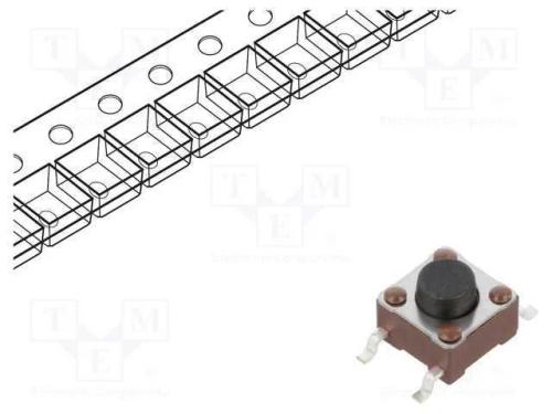 Microinterruptor TACT, SPST-NO, Pos: 2, 0,05A/24V.