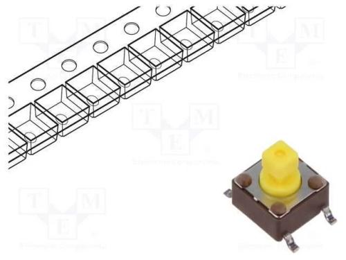 Microinterruptor TACT, SPST-NO, Pos: 2, 0,05A/12V.