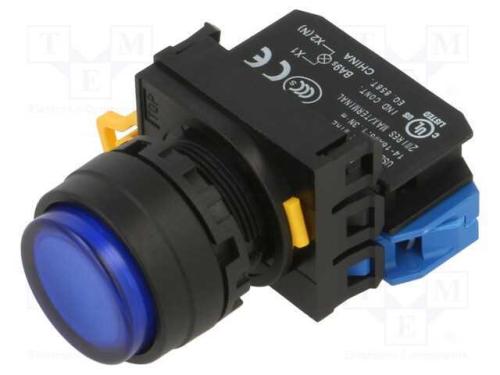 Interruptor: de Pressão; 22mm; Pos.Estáv: 2; No; Azul; Led; Ip65