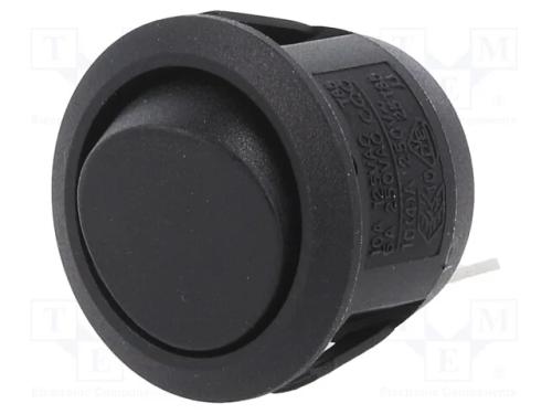 ROCKER, SPST, Pos: 2, OFF-(ON), 10A/250VAC, preto.