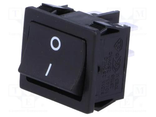 ROCKER, DPST, Pos: 2, ON-OFF, 6A/250VAC, preto, n.