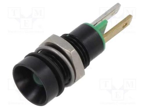 Luz indicadora: LED, côncavo, verde, 2,2VDC, Ø8mm.