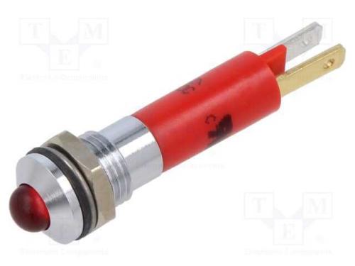 Luz indicadora: LED, convexa, vermelho, 12VDC, 12.