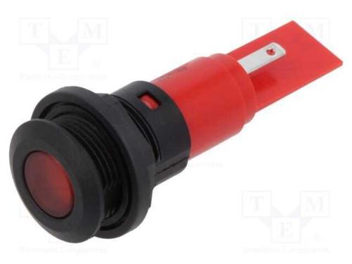 Luz indicadora: LED, plana, vermelho, 12VDC, 12VA.