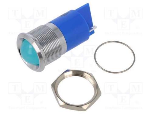 Luz indicadora: LED, convexa, azul, Ø22mm, IP67, .