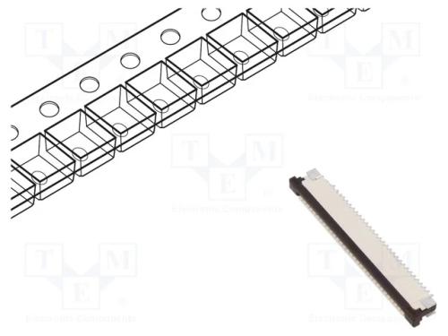Conector: FFC/FPC, horizontais, PIN: 30, ZIF, SMT.