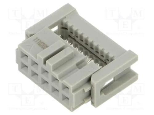 Ficha; Idc; Fêmea; Pin: 10; Idc; para Fita; 1,27mm; Dourado; 2,5a