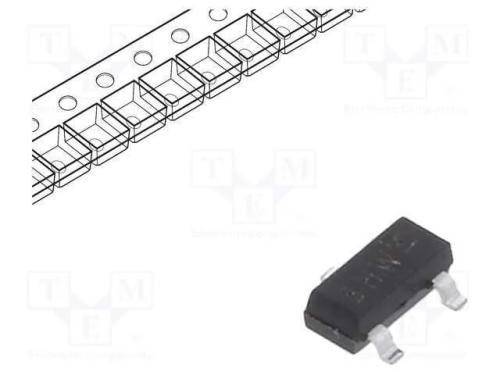 Transístor: PNP, bipolar, 45V, 0,1A, 250mW, SOT23.