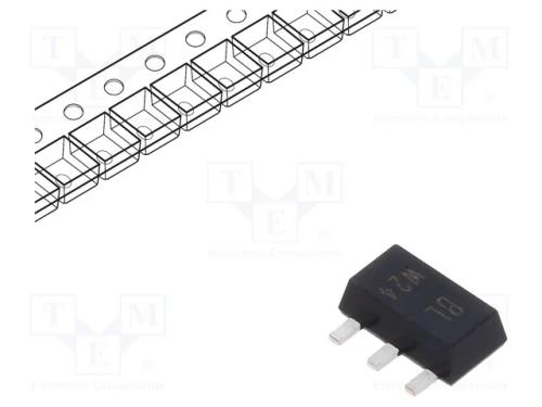 Trans&iacute;stor: NPN, bipolar, 80V, 1A, 1,35W, SC62,SO.