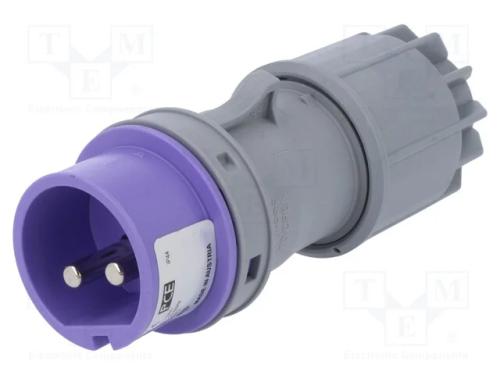 Conector: de alimentação, ficha, macho, 32A, 24VA.