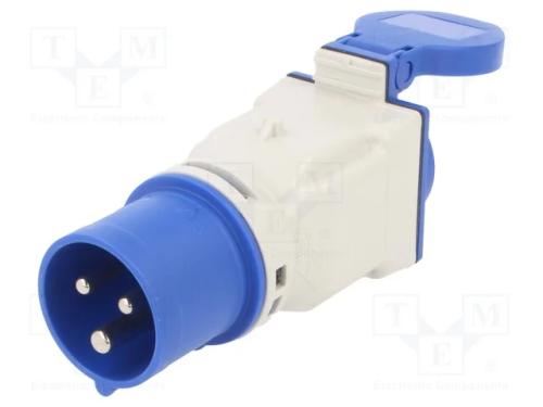 Conector: de alimentação, passo, macho/fêmea, 16A.