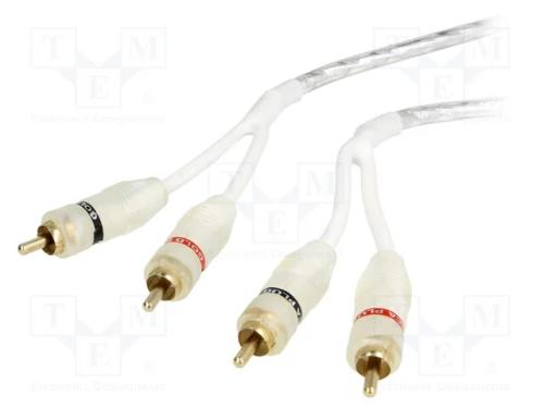 Cabo, tomada RCA x2,em ambos os lados, 1m, branca