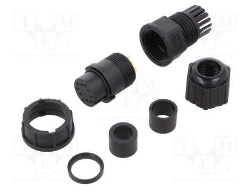 Conector: Redondos, Ficha, Tamanho C, Fêmea, Pin: 10, 5a, Ip67, Solda