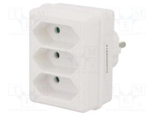 Conector: de alimentação, multiplicador, branca, .