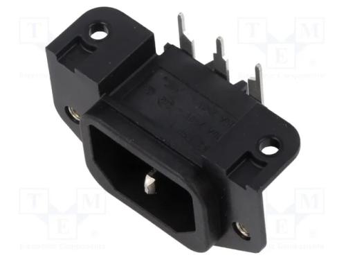 Conector: de alimentação, tomada, macho, 10A, 250.