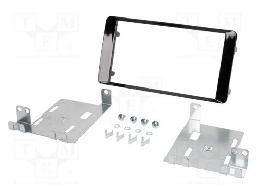 Moldura do rádio, Mitsubishi, 2 DIN, preto brilha.
